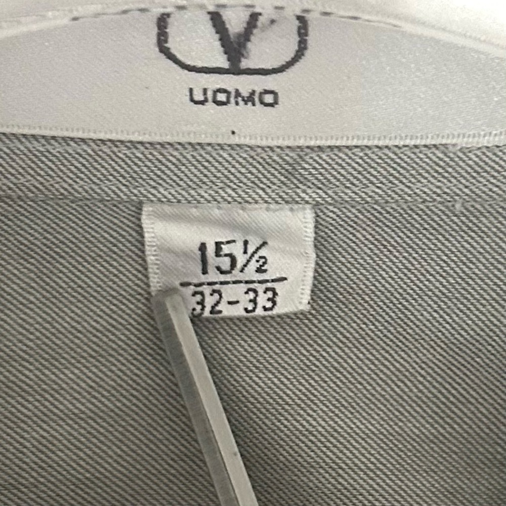 Valentino Uomo Button Down Dress Shirt Cotton Long Sleeve Green Small 15.5 32/33 - Picture 5 of 15